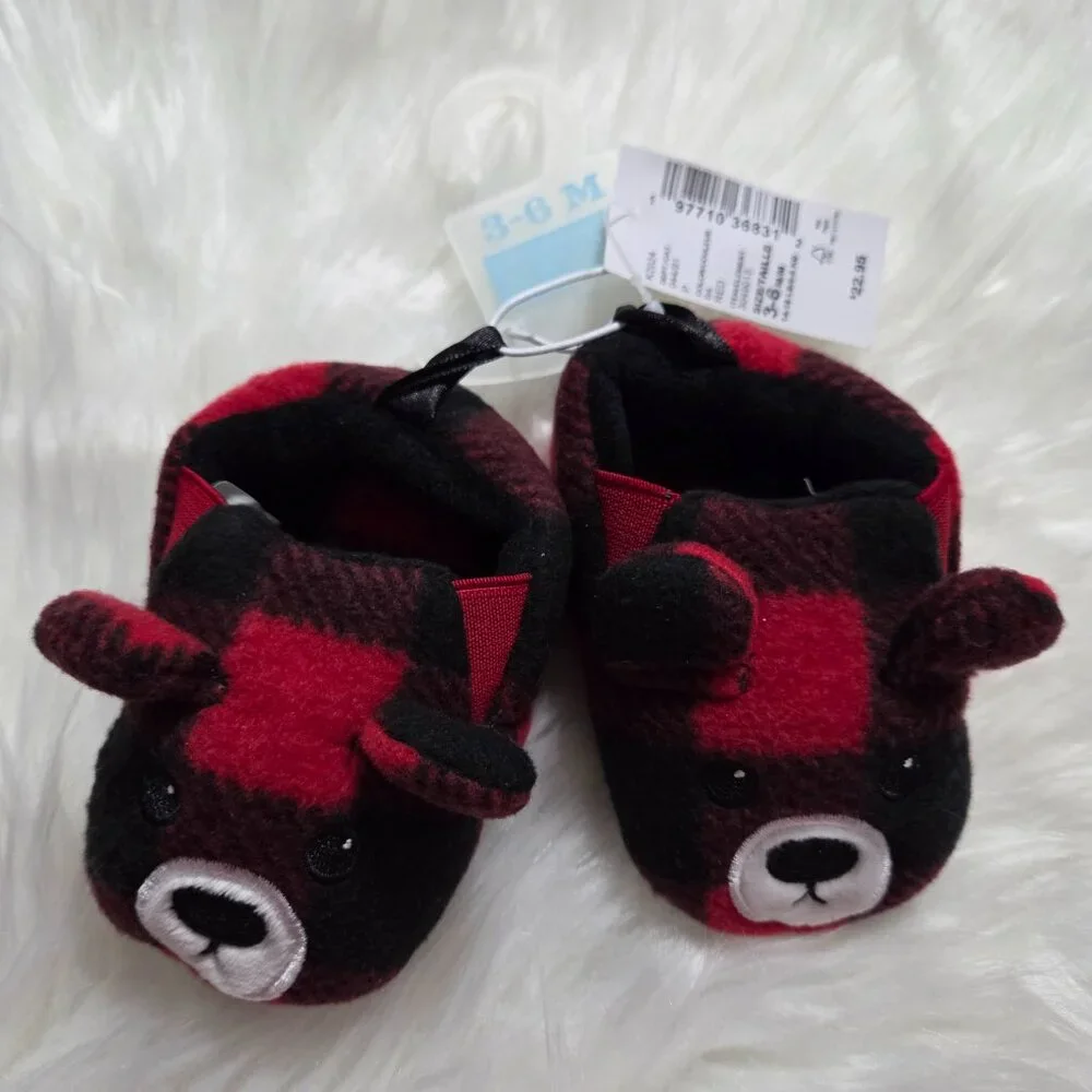The Children's Place Plaid Baby Bear Booties